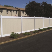White-and-Almond-PVC-Privacy-Fence-with-Flat-Caps